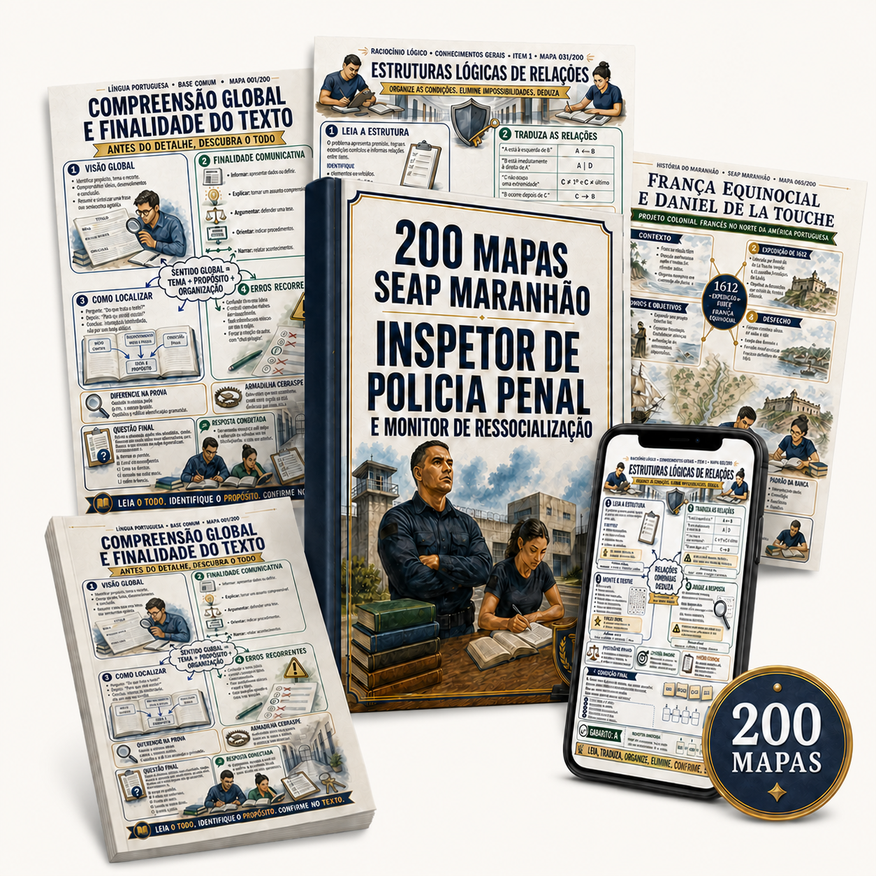 Pacote 200 Mapas SEAP Maranhão com Sistema Dupla Trilha, Inspetor e Monitor
